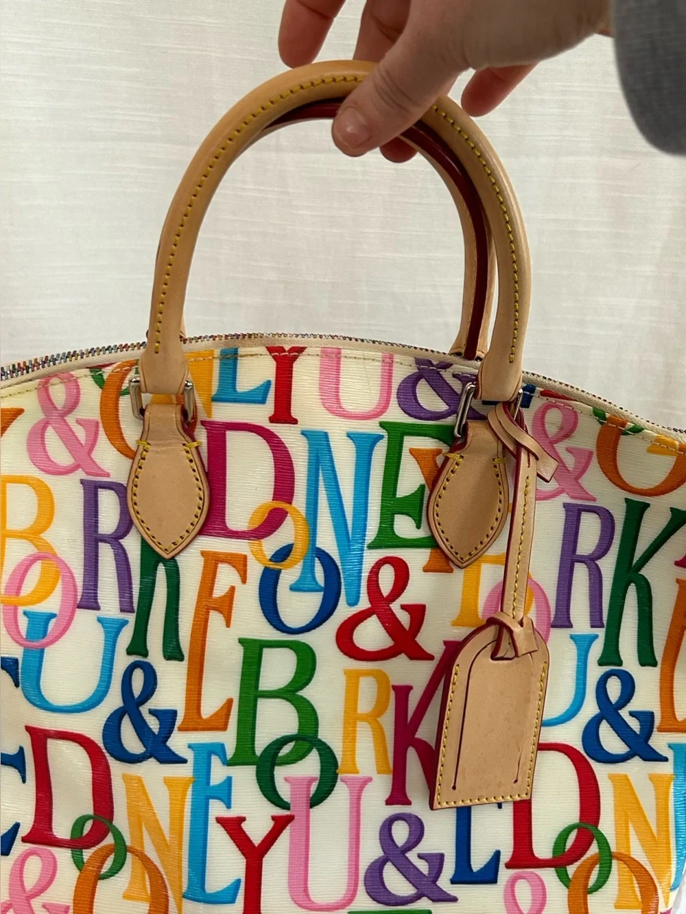 Dooney & Burke Vintage Y2K Multicolor Letter Logo Rainbow Graffica Print Satchel